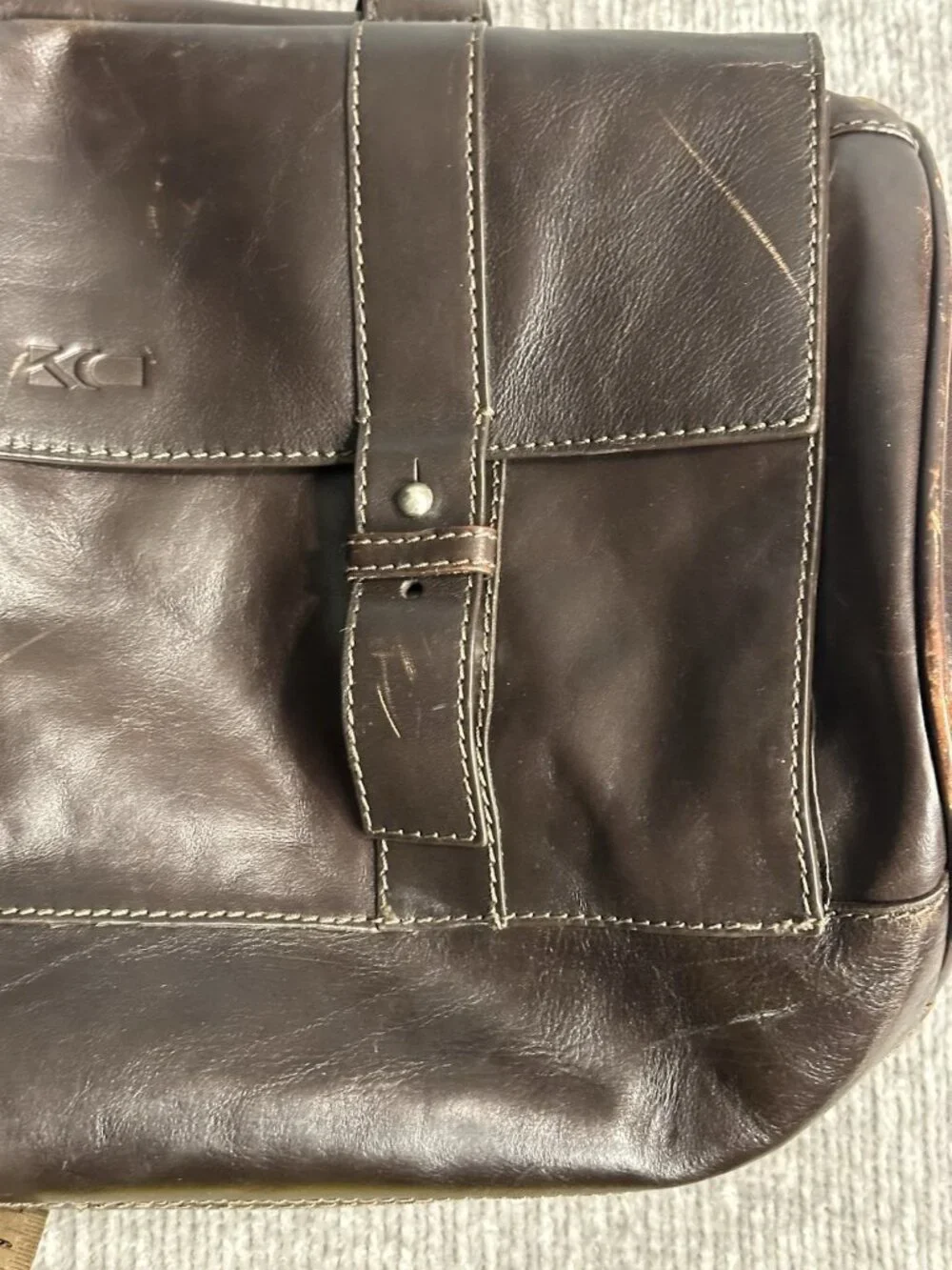 Kenneth Cole New York Duffle Bag Leather Travel Weekend Men's Brown Vintage
